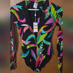 Colorful Leaf Print Jacket